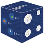 Abstract cube with product infographics on each face